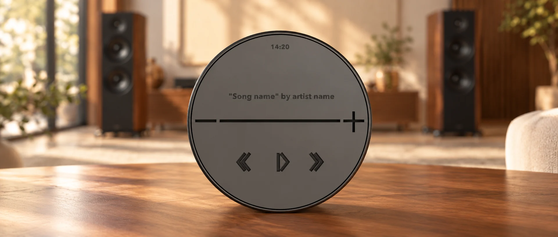 Circular remote concept with an integrated touch interface.